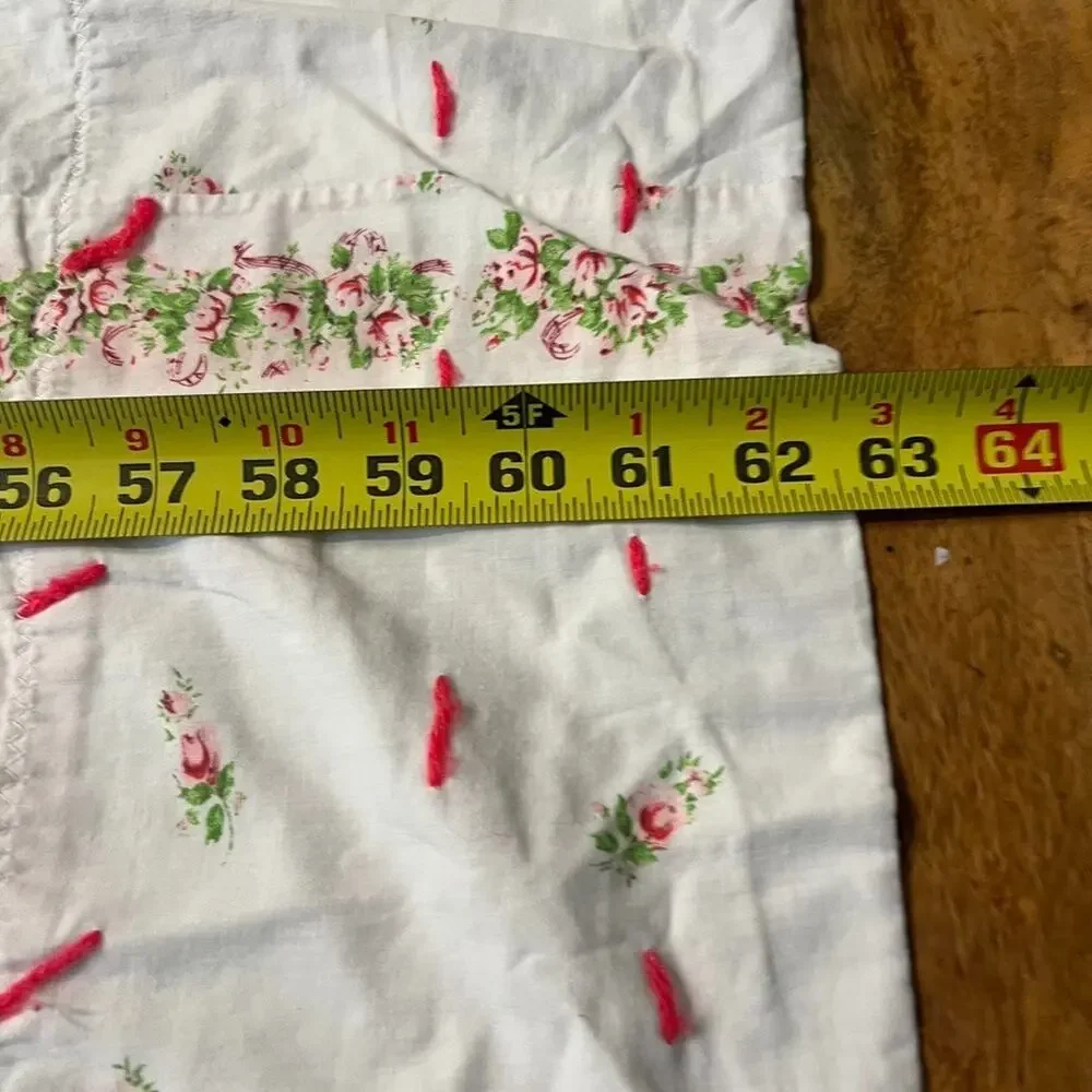 Vintage Patchwork Blanket Floral Reversible Handmade 62.5